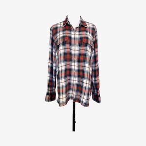 Chaps Denim Red Green  White Plaid Flannel Shirt XL Cotton Long Sleeve Holiday